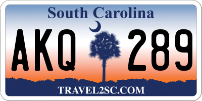 SC license plate AKQ289