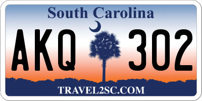 SC license plate AKQ302