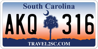 SC license plate AKQ316