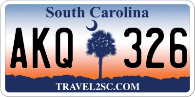 SC license plate AKQ326