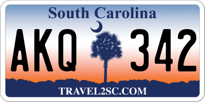 SC license plate AKQ342