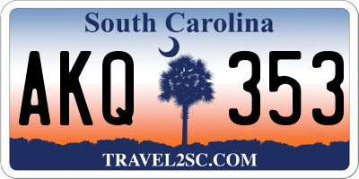 SC license plate AKQ353