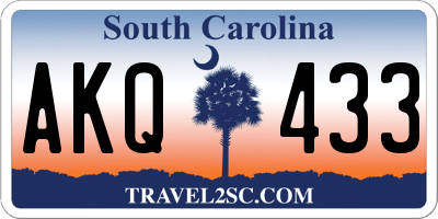 SC license plate AKQ433