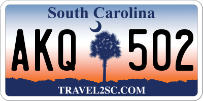 SC license plate AKQ502