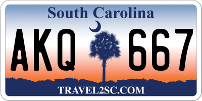SC license plate AKQ667