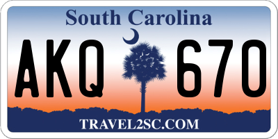 SC license plate AKQ670