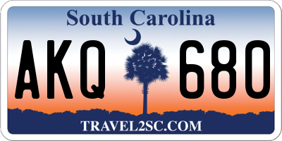 SC license plate AKQ680