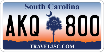 SC license plate AKQ800