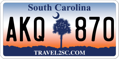 SC license plate AKQ870