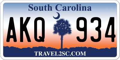 SC license plate AKQ934