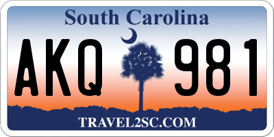SC license plate AKQ981