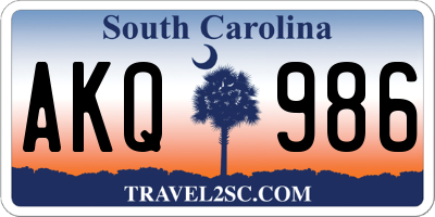 SC license plate AKQ986