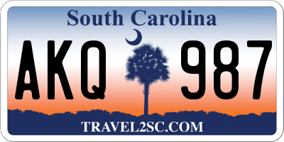 SC license plate AKQ987