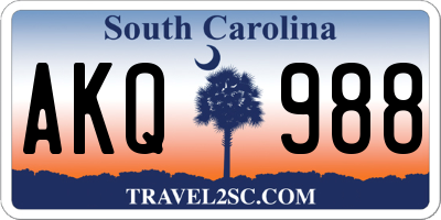SC license plate AKQ988