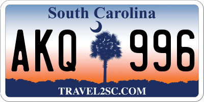 SC license plate AKQ996