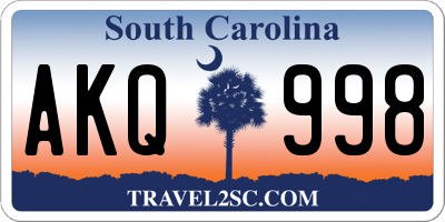 SC license plate AKQ998