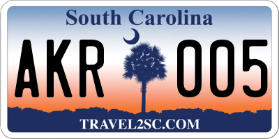 SC license plate AKR005