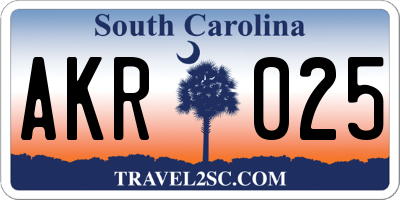 SC license plate AKR025