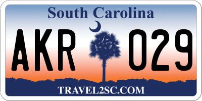 SC license plate AKR029