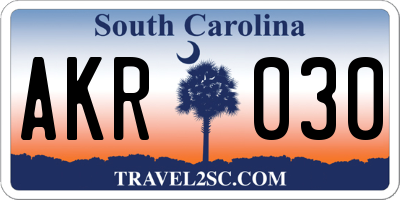 SC license plate AKR030