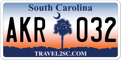 SC license plate AKR032