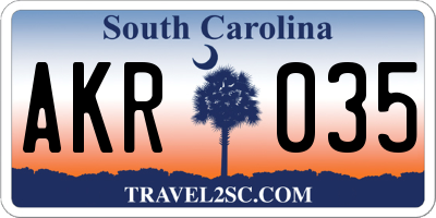 SC license plate AKR035