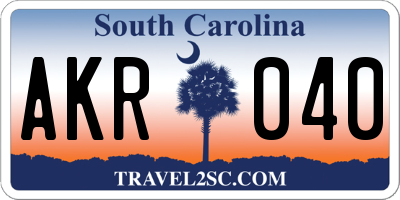 SC license plate AKR040