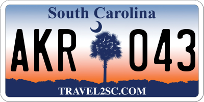 SC license plate AKR043