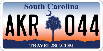 SC license plate AKR044