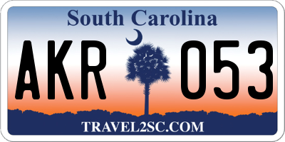 SC license plate AKR053