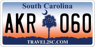 SC license plate AKR060