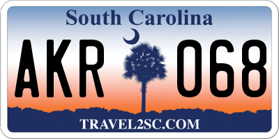 SC license plate AKR068