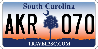 SC license plate AKR070