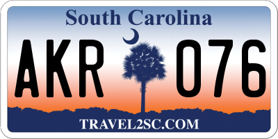 SC license plate AKR076
