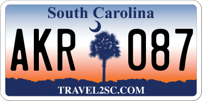 SC license plate AKR087