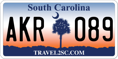 SC license plate AKR089
