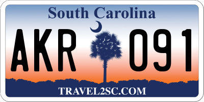 SC license plate AKR091