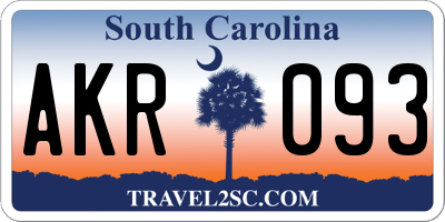 SC license plate AKR093