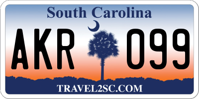SC license plate AKR099