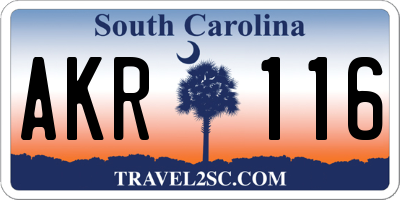 SC license plate AKR116