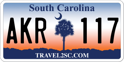 SC license plate AKR117