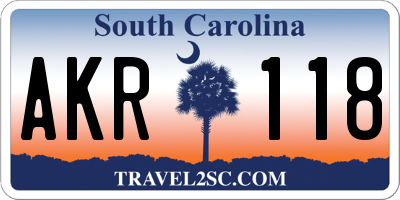 SC license plate AKR118
