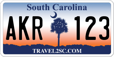 SC license plate AKR123
