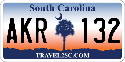 SC license plate AKR132