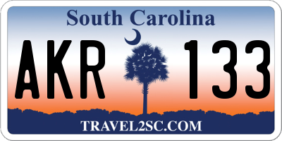 SC license plate AKR133