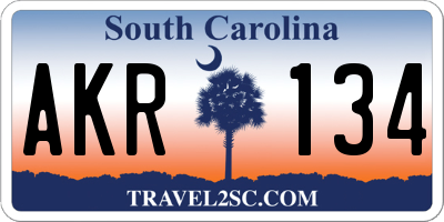 SC license plate AKR134