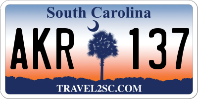 SC license plate AKR137