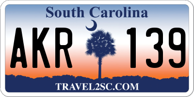 SC license plate AKR139