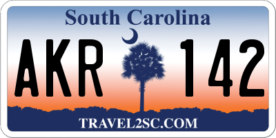 SC license plate AKR142