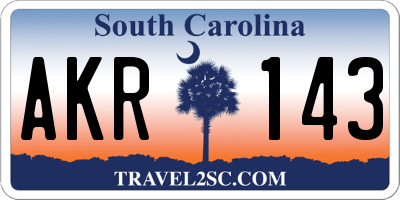 SC license plate AKR143
